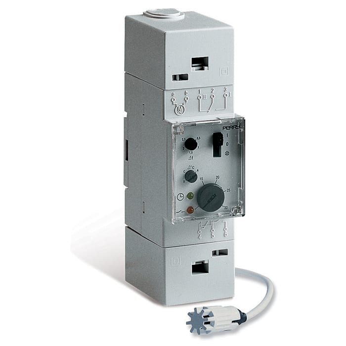 PERRY ELECTRIC - Termostato elettronico con EST/OFF/INV modulare 2 DIN