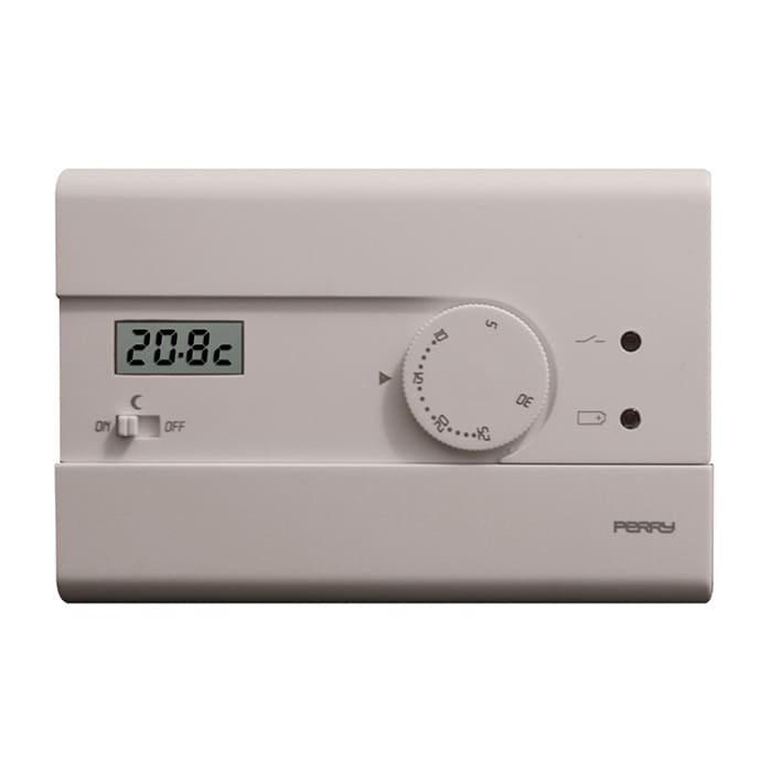 PERRY ELECTRIC - Termostato digitale 3V serie SLIMcon comando ON/OFF/RIDUZIONE NOTTURNA colore bianco 1TPTE400/B