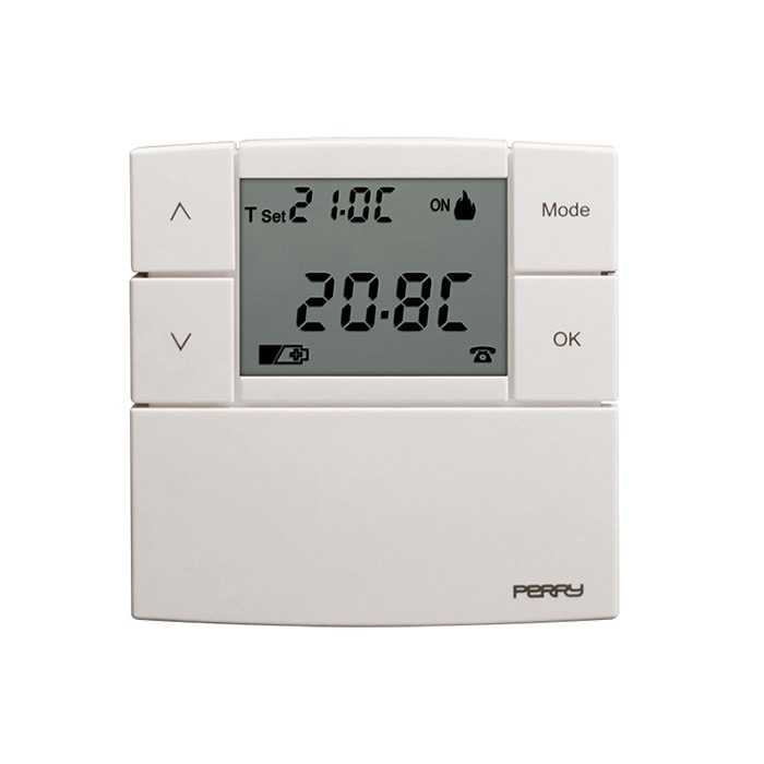 PERRY ELECTRIC - Termostato digitale 3V serie ZEFIRO 80 x 80 colore bianco