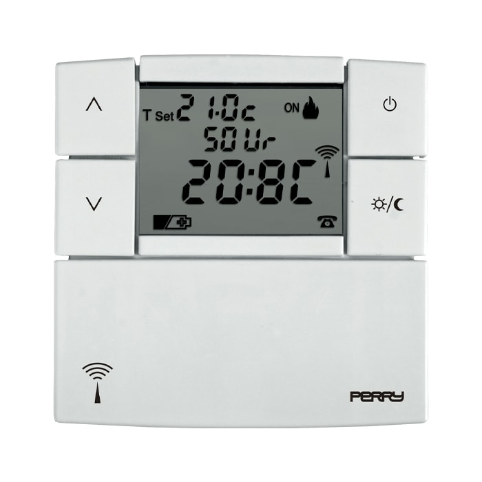 PERRY ELECTRIC - TERMOSTATO DA PARETE CON IGROMETRO INCORPORATO 