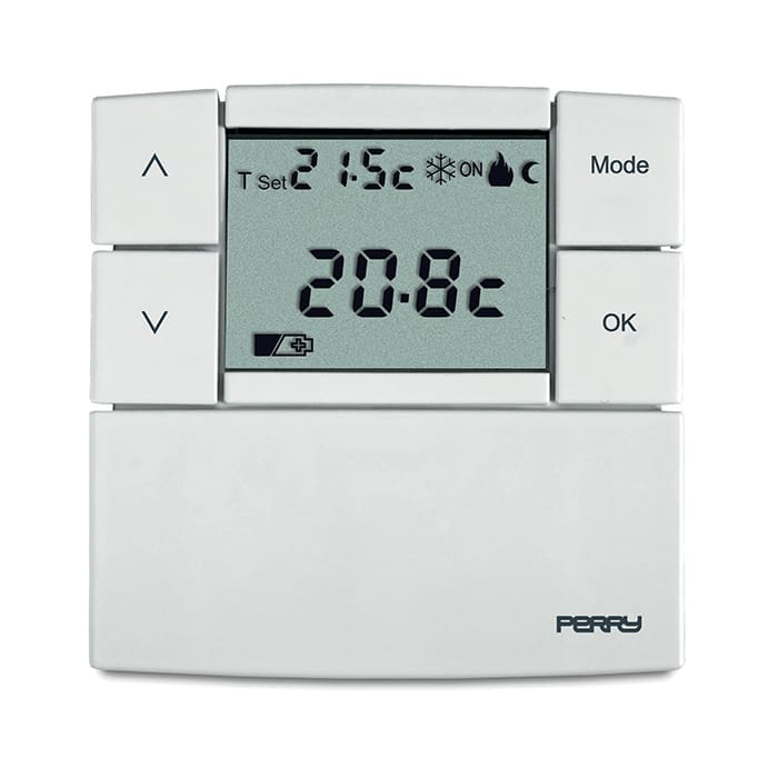 PERRY ELECTRIC - Kit composto da 1 termostato radio 1TX TETX04 + 1 ricevitore radio a 1 zona da parete 1TX RX01/P