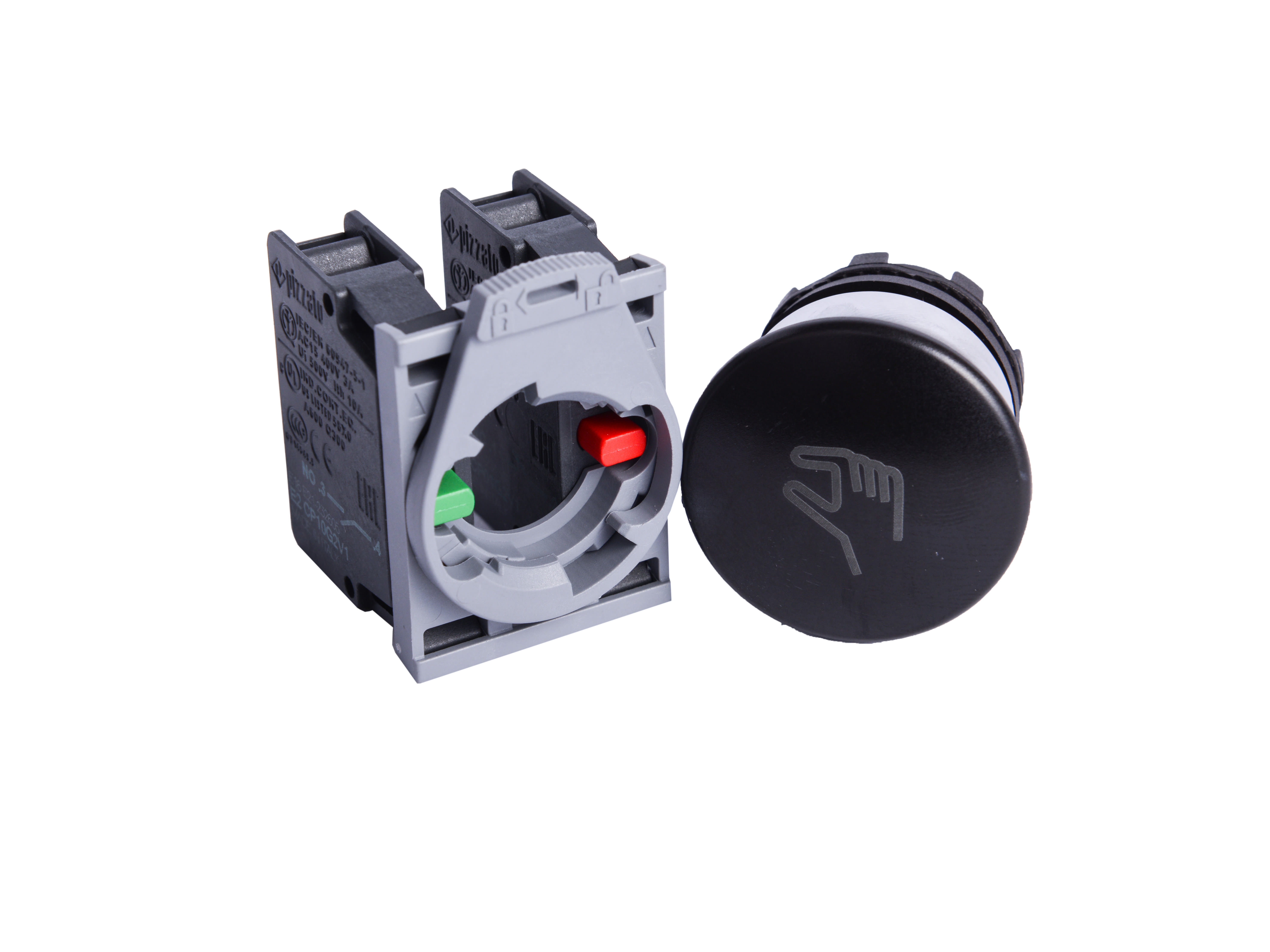 PIZZATO ELETTRICA - Unità completa con pulsante opaco, base di aggancio e contatto E2 AC-DXBC1279