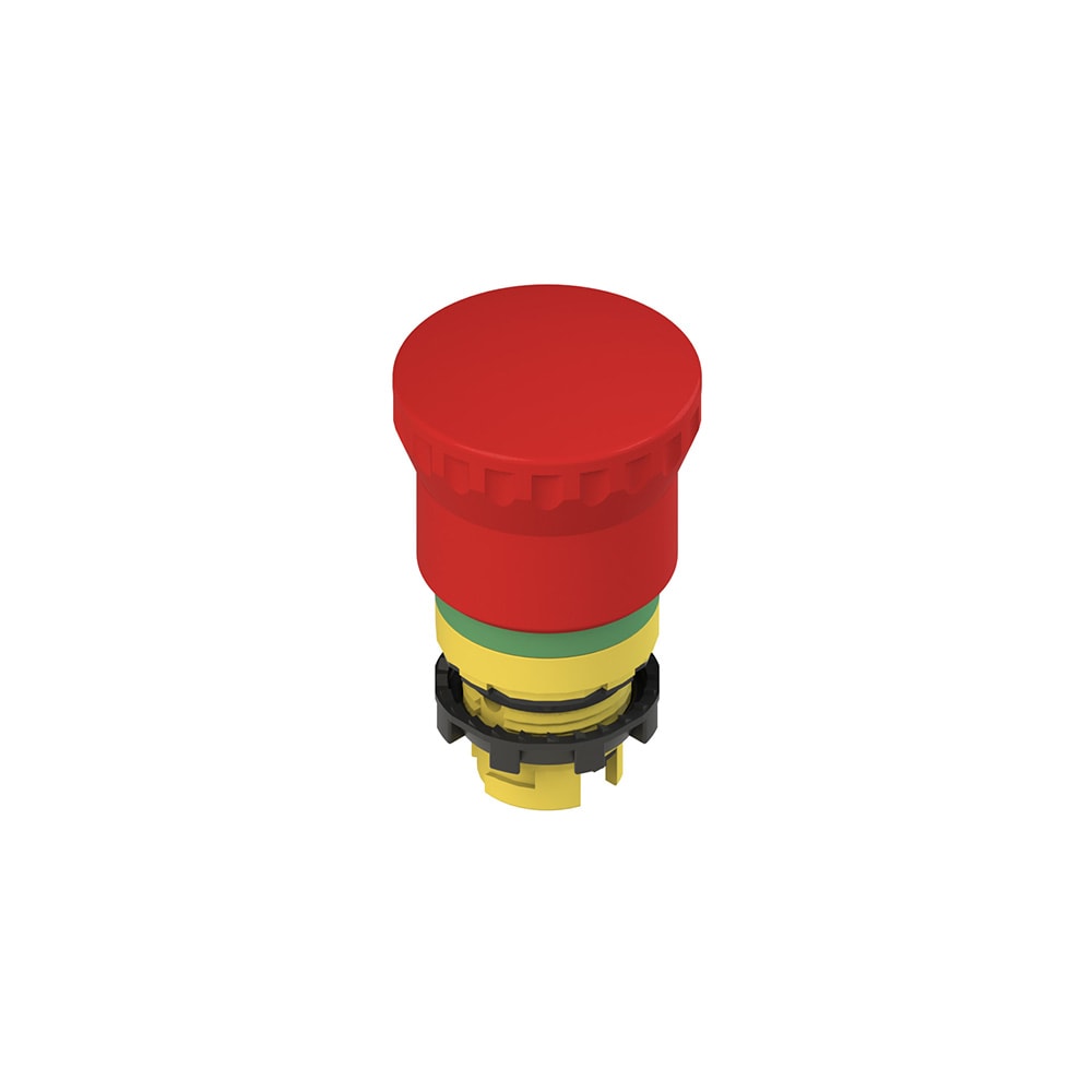 PIZZATO ELETTRICA - Pulsante d'emergenza con sblocco push-pull con linea indicatrice verde