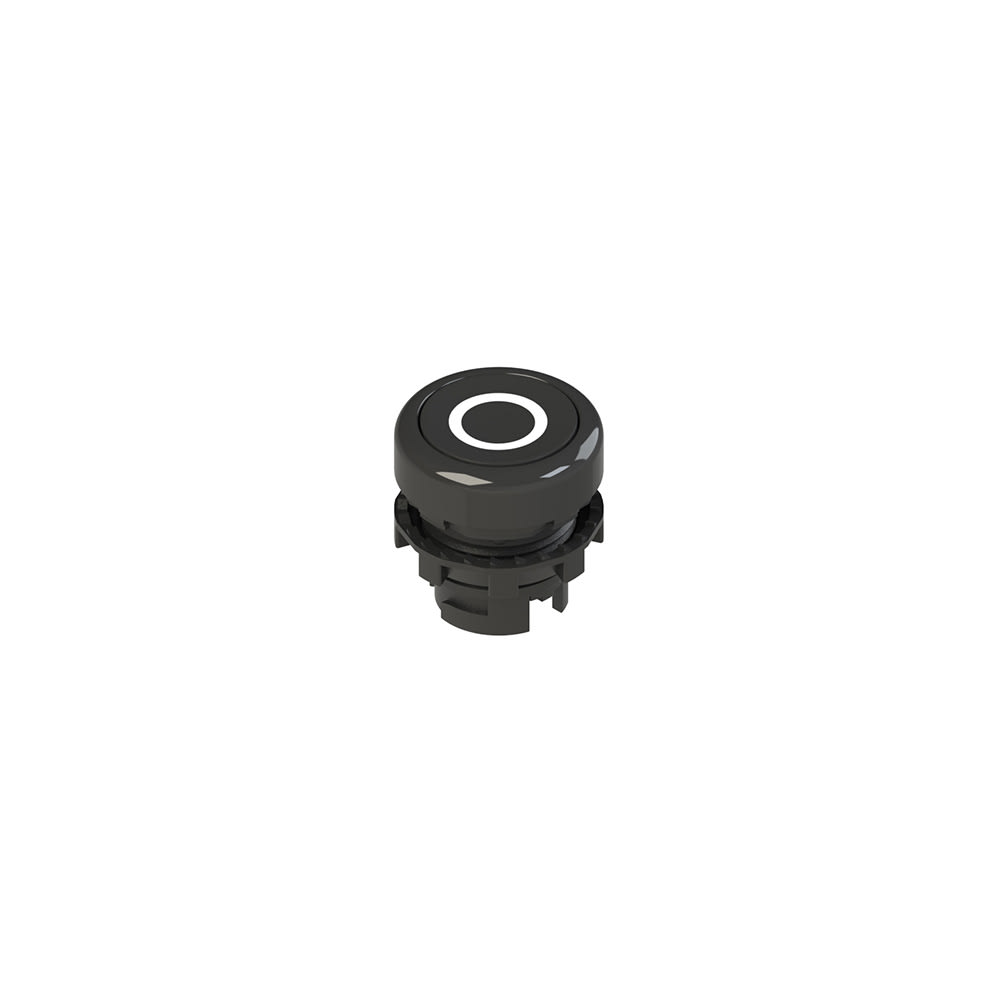 PIZZATO ELETTRICA - Pulsante ad impulso rasato nero con marcatura E2 1PU2R121L1