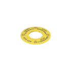 PIZZATO ELETTRICA - Targhetta con foro sagomato, disco giallo ? 60 mm, scritta "STOP EMERGENZA - EMERGENCY STOP - NOT-AUS - ARRET D'URGENCE"