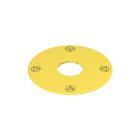 PIZZATO ELETTRICA - Targhetta con foro sagomato, disco giallo ? 90 mm, scritta: conforme ISO?13850