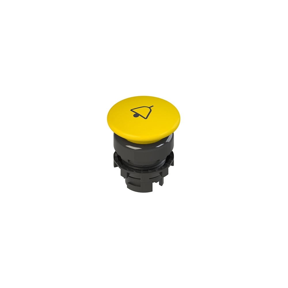 PIZZATO ELETTRICA - Pulsante ad impulso a fungo giallo con marcatura E2 1PU2F541L14
