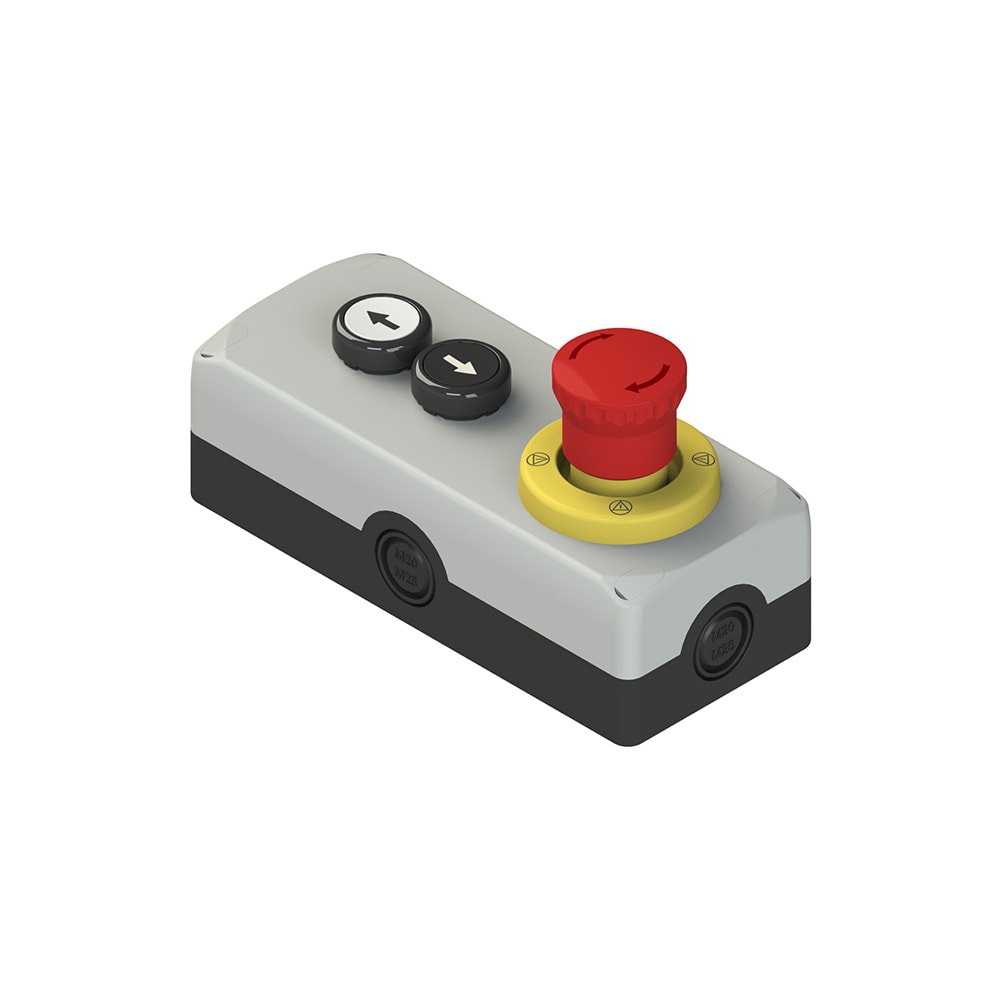 PIZZATO ELETTRICA - Unità completa con scatola, 2 pulsanti rasati, 1 pulsante d'emergenza e contatti ES AC34035