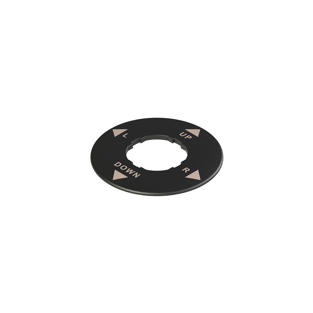 PIZZATO ELETTRICA - Targhetta con foro sagomato, circolare nera, ? 60 mm, scritta "UP, R, DOWN, L" VE TF12A1230