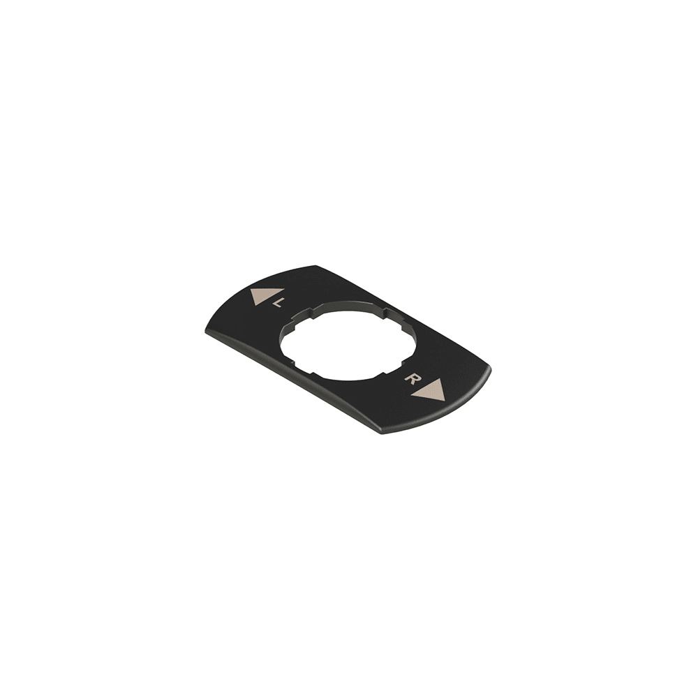 PIZZATO ELETTRICA - Targhetta con foro sagomato, rettangolare nera 30x60 mm, scritta "R, L"