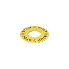 PIZZATO ELETTRICA - Targhetta con foro sagomato, disco giallo ? 60 mm, scritta "STOP - STOP - STOP - STOP"