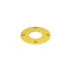 PIZZATO ELETTRICA - Targhetta con foro sagomato, disco giallo Ø 60 mm, scritta: conforme ISO 13850 VE TF32A5113