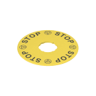 PIZZATO ELETTRICA - Targhetta con foro sagomato, disco giallo ? 90 mm, scritta "STOP - STOP - STOP - STOP"