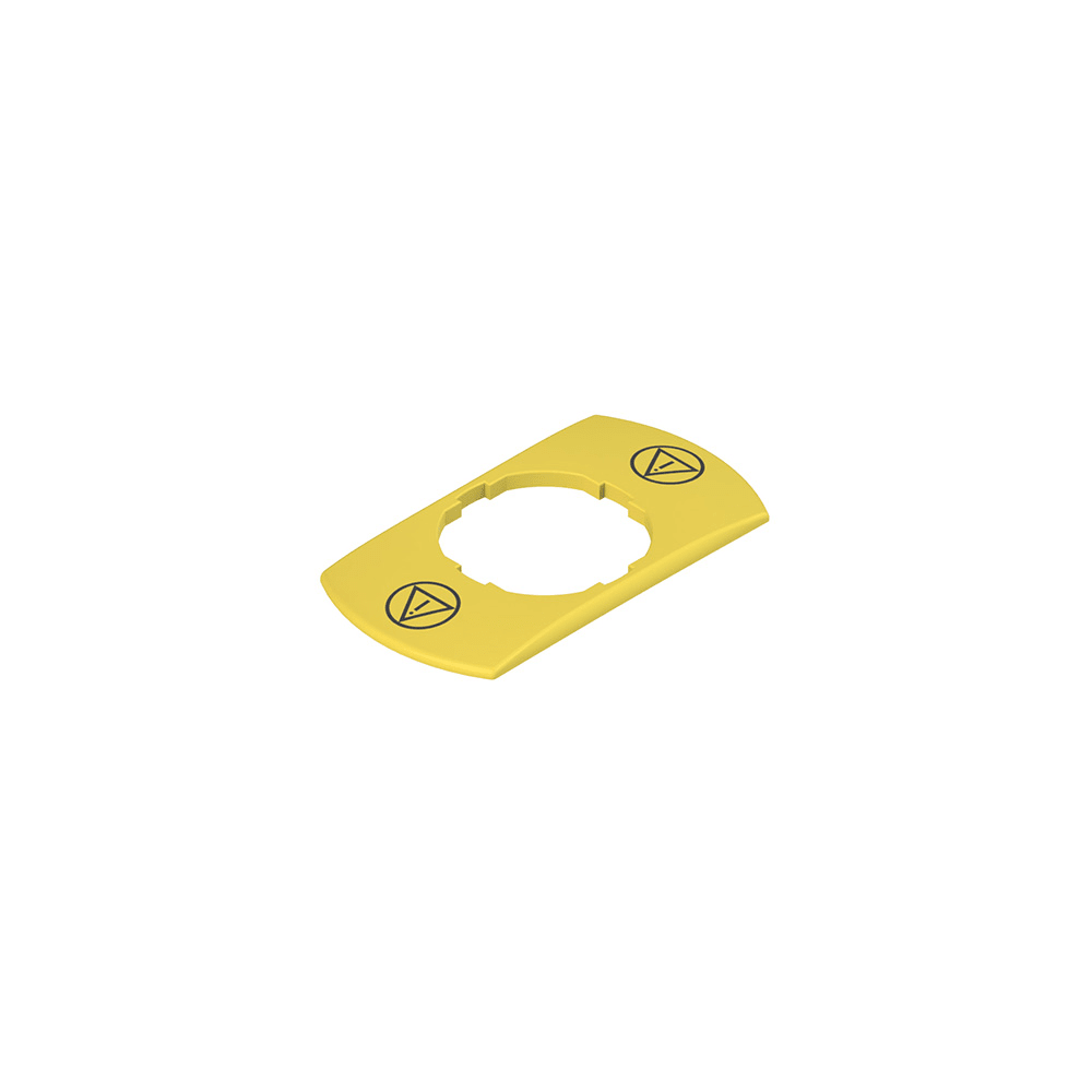PIZZATO ELETTRICA - Targhetta con foro sagomato, rettangolare gialla 30x60 mm, scritta conforme ISO?13850