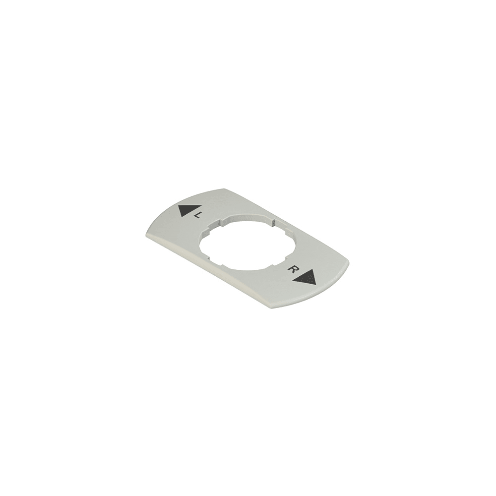 PIZZATO ELETTRICA - Targhetta con foro sagomato, rettangolare grigia 30x60 mm, scritta "R, L"