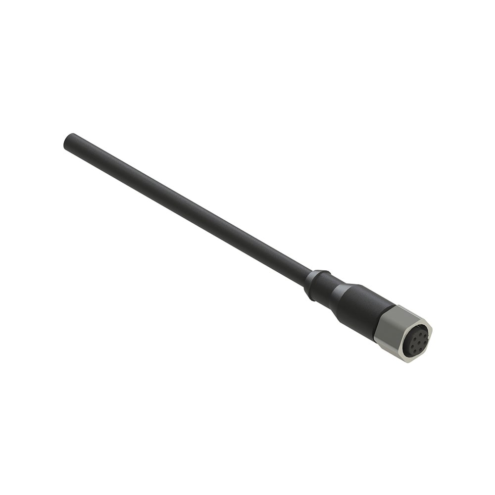 PIZZATO ELETTRICA - Connettore femmina M12 8 poli diritto cablato con cavo PUR 5 m e ghiera esagonale in acciaio inox