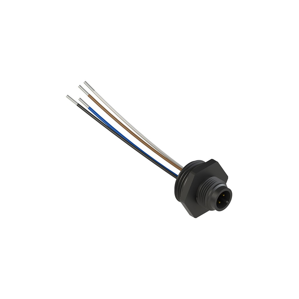 PIZZATO ELETTRICA - Connettore plastico maschio M12 4 poli, lunghezza cavi 8,5 cm, filettatura PG 13,5