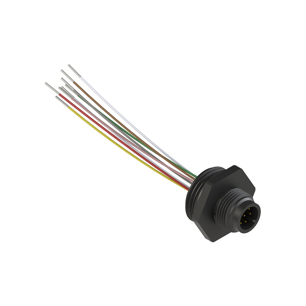 PIZZATO ELETTRICA - Connettore plastico maschio M12 8 poli, lunghezza cavi 8,5 cm, filettatura M20