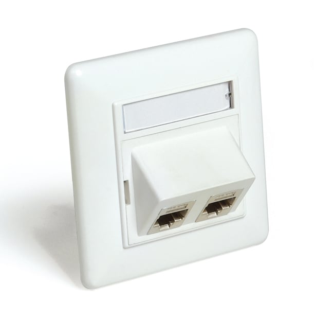 QUBIX - PLACCA CCS 80X80 DRITTA 2 POS RJ45 BI