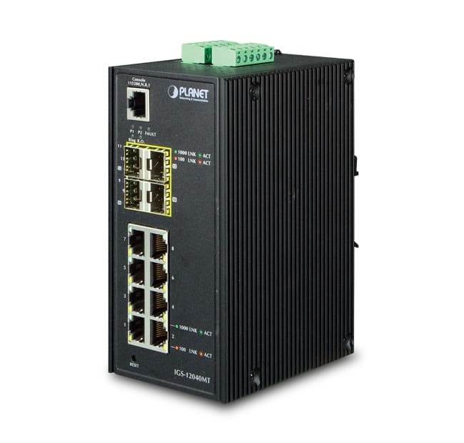 QUBIX - IGS-12040MT IP30 8TP GE 4SFP 100/1000F