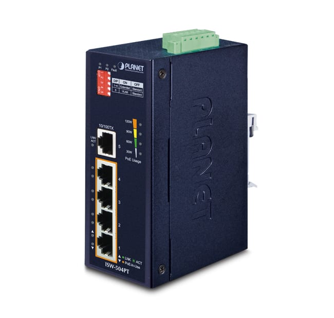 QUBIX - ISW-504PT IP30 IND.SW 5P (4 POE) FE