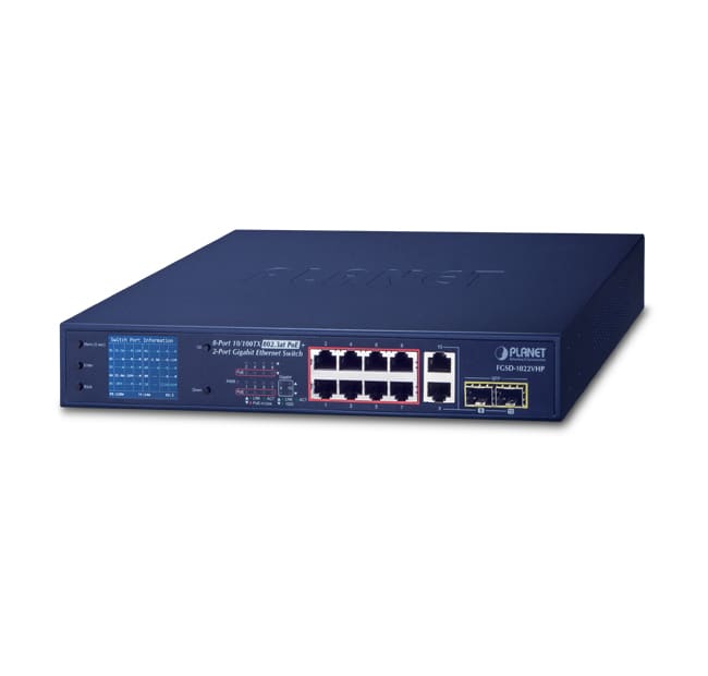 QUBIX - FGSD-1022VHP 8(POE) FE +2TP/SFP GE 120W