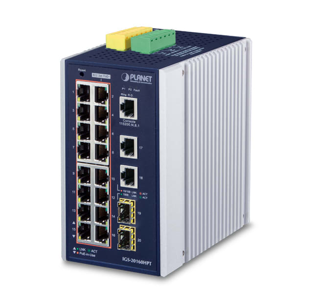 QUBIX - IGS-20160HPT IP30 16GE(POE+) 2TP+2SFP GE