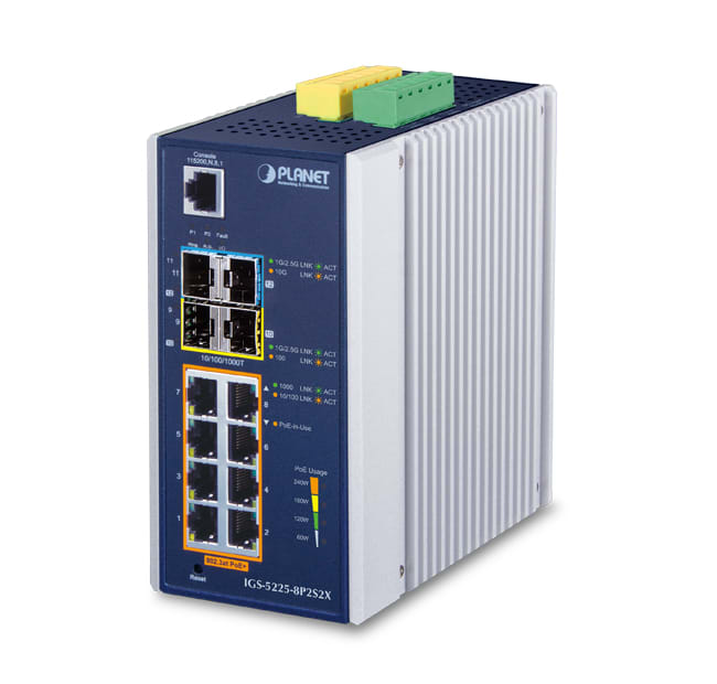 QUBIX - IGS-5225-8P2S2X IP30 8GE POE+ 2SFP 2SFP+