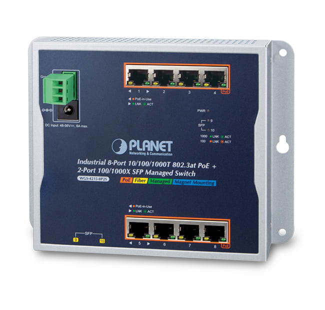 QUBIX - WGS-4215-8P2S L2 IP30 FT 8GE POE+ 2SFP