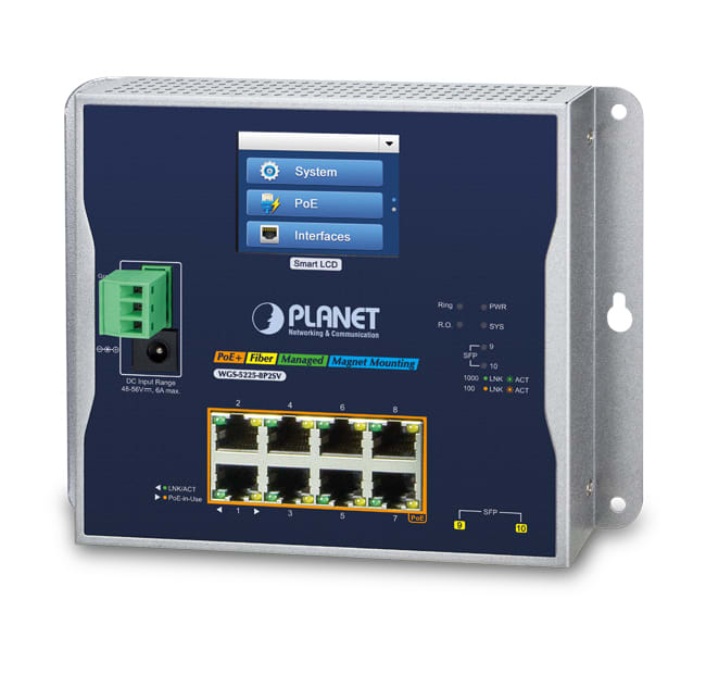 QUBIX - WGS-52258P2SV L2+ IP30 8GE POE+ 2SFP LCD