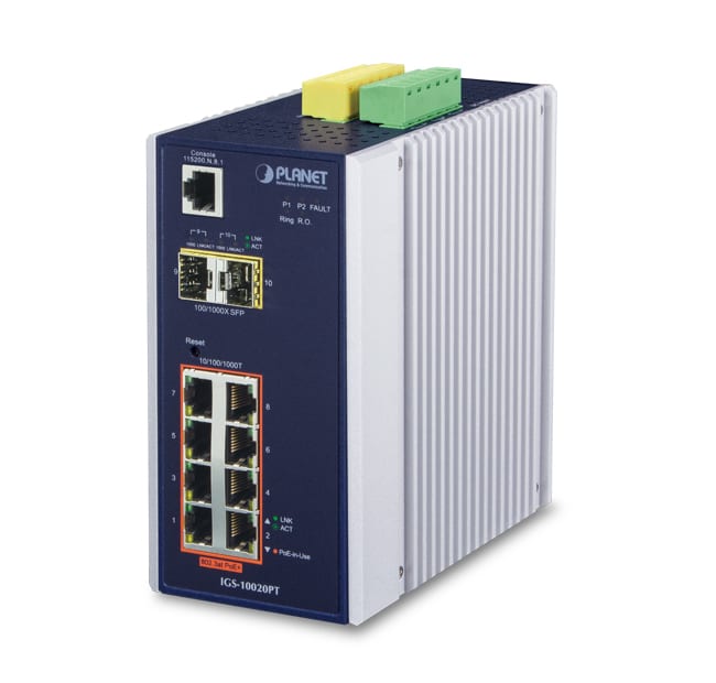 QUBIX - IGS-10020PT IP30 8GE(POE)+2SFP GE
