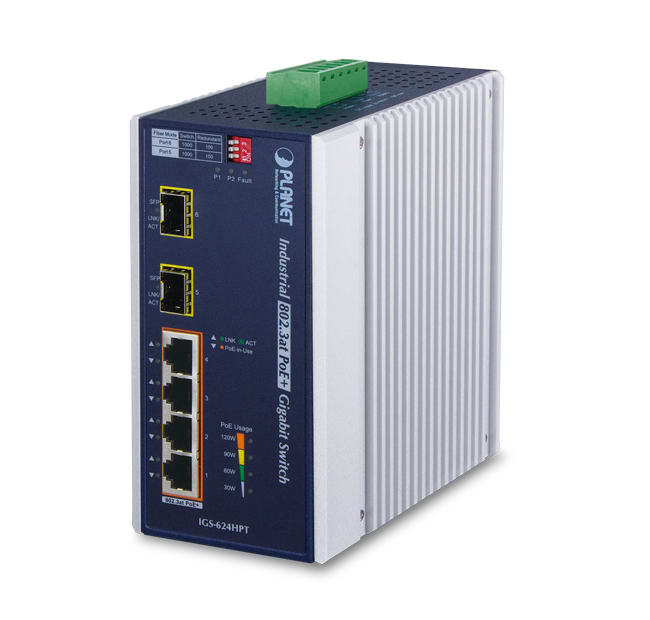QUBIX - IGS-624HPT IP30 4GE(POE+)+2SFP FE/GE