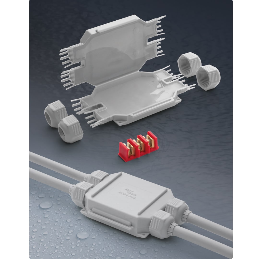 RAYTECH - Bob 4 Mini Cassetta di Giunzione a 4 Vie Extra Compatta Pre-riempita in Gel IP68.