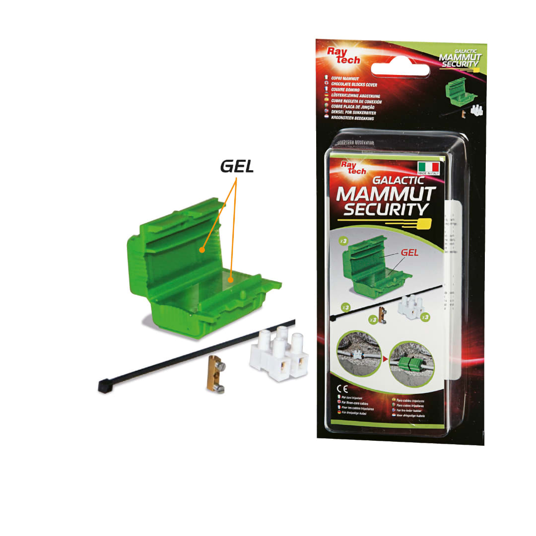 RAYTECH - Galactic Mammut Security in Gel (Confezione da 3 pezzi) - Accessorio IPX8 con morsetti mammut pre-riempiti.