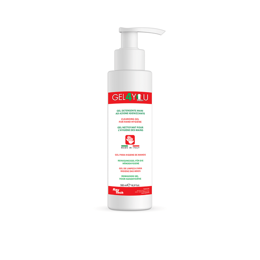 RAYTECH - Gel igienizzante per mani a base alcolica da 500ml con dispenser.
