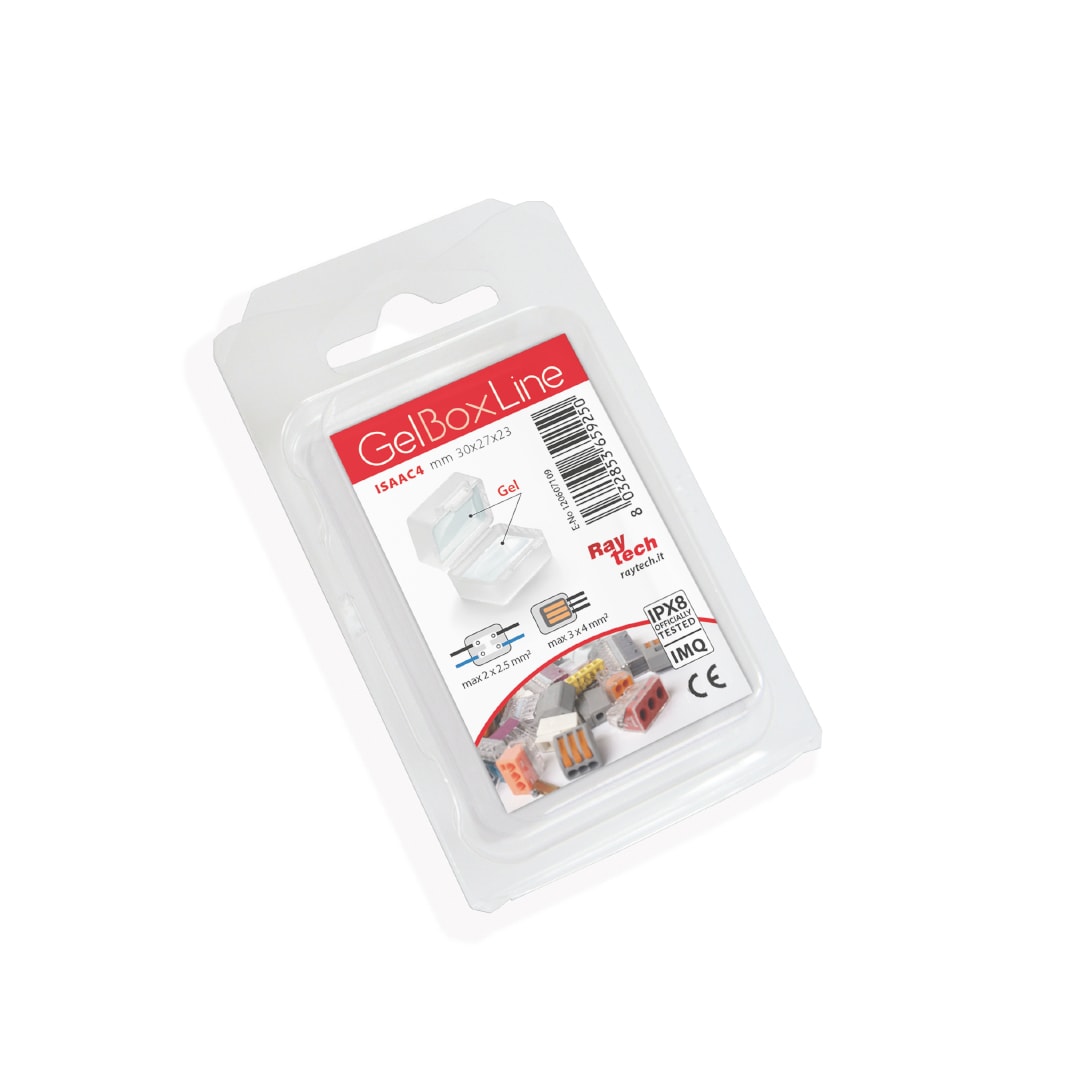 RAYTECH - Isaac 4 in Blister Gelbox per Morsetti (Confezione da 4 Pz.) - Accessorio IPX8 preriempito in gel per tensione 450/750 V.