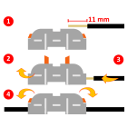 RAYTECH - Rayblock Connettori Unipolari Leva In/Out (Pack da 50 Pz) - Ingresso Bilaterale, Serraggio a Leva - Sezioni 0.5 - 4 mm2, 600 V, 32 A - CF 50 P.