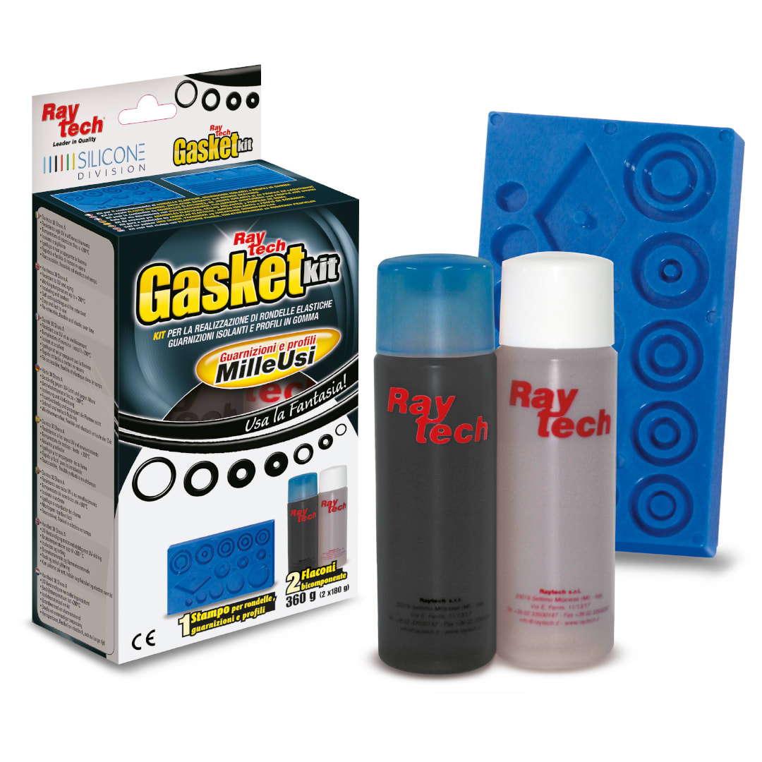 RAYTECH - Kit gomma-stampo per creare rondelle, profili e conf. in gomma, blister incluso.