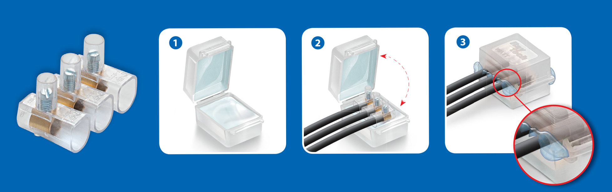 RAYTECH - WATT 10PZ. + 30 TERMINALI DA 1,5MMQ - Accessorio IPX8 preriempito in gel con morsetti tensione 450/750 V.