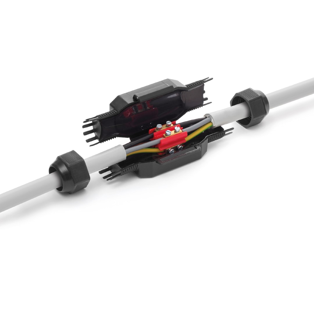 RAYTECH - DINO NERO (Confezione da 1 PZ.) - Giunto in linea IP68/69 extra-compatto preriempito in gel. DINO-N