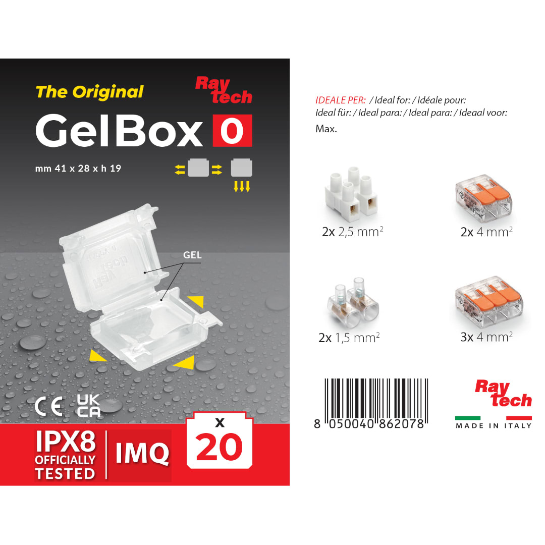 RAYTECH - GELBOX 0 (Confezione da 20 PZ.) - Accessorio IPX8 preriempito in gel per morsetti tensione 450/750 V