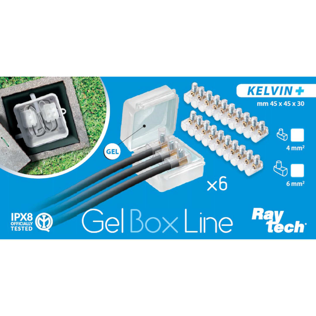 RAYTECH - KELVIN 6 PZ. + 20 TERMINALI DA 6 MMQ - Accessorio IPX8 preriempito in gel con morsetti tensione 450/750 V