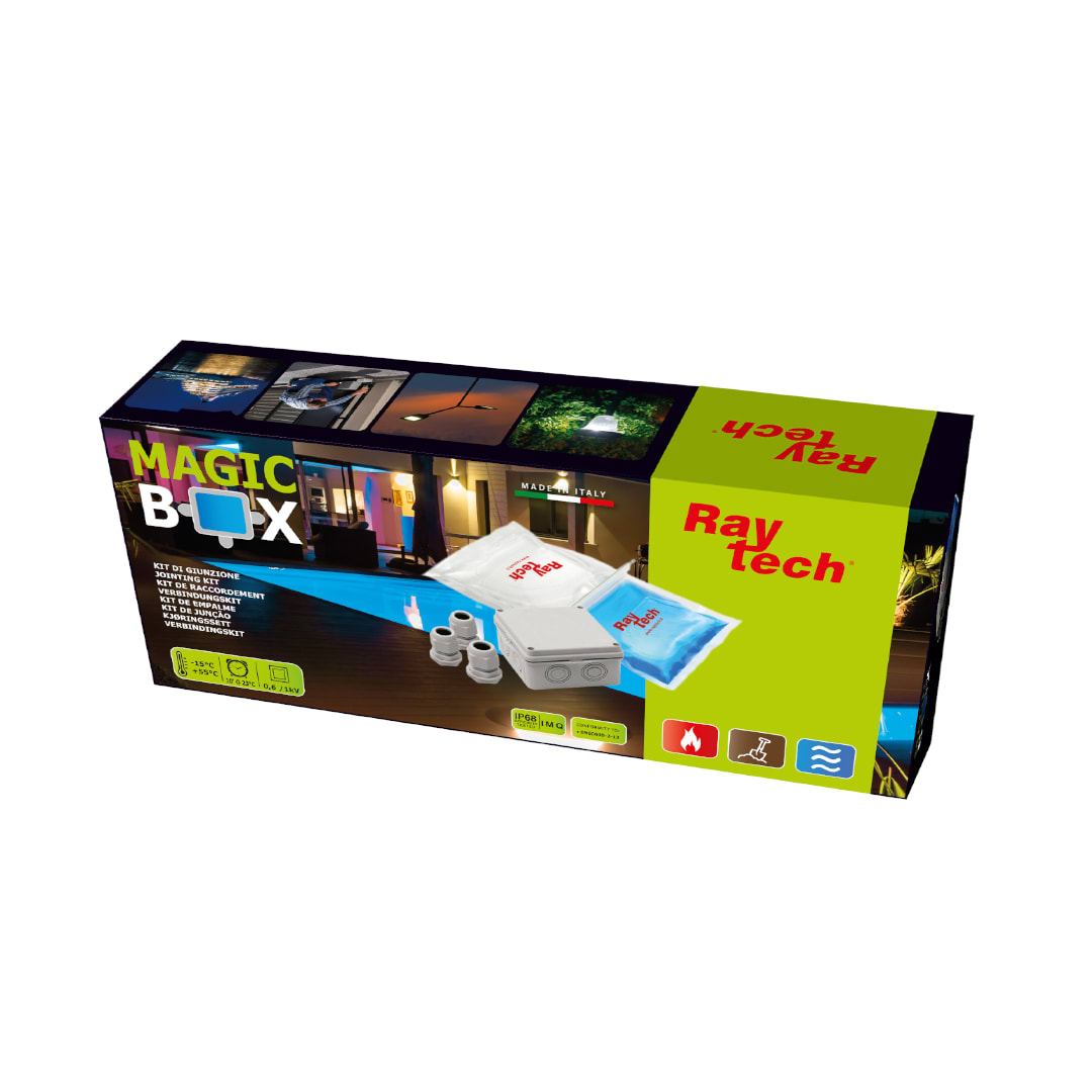 RAYTECH - Magic Box 100 - KIT di giunzione IP76 con gel, cassetta e pressacavi.