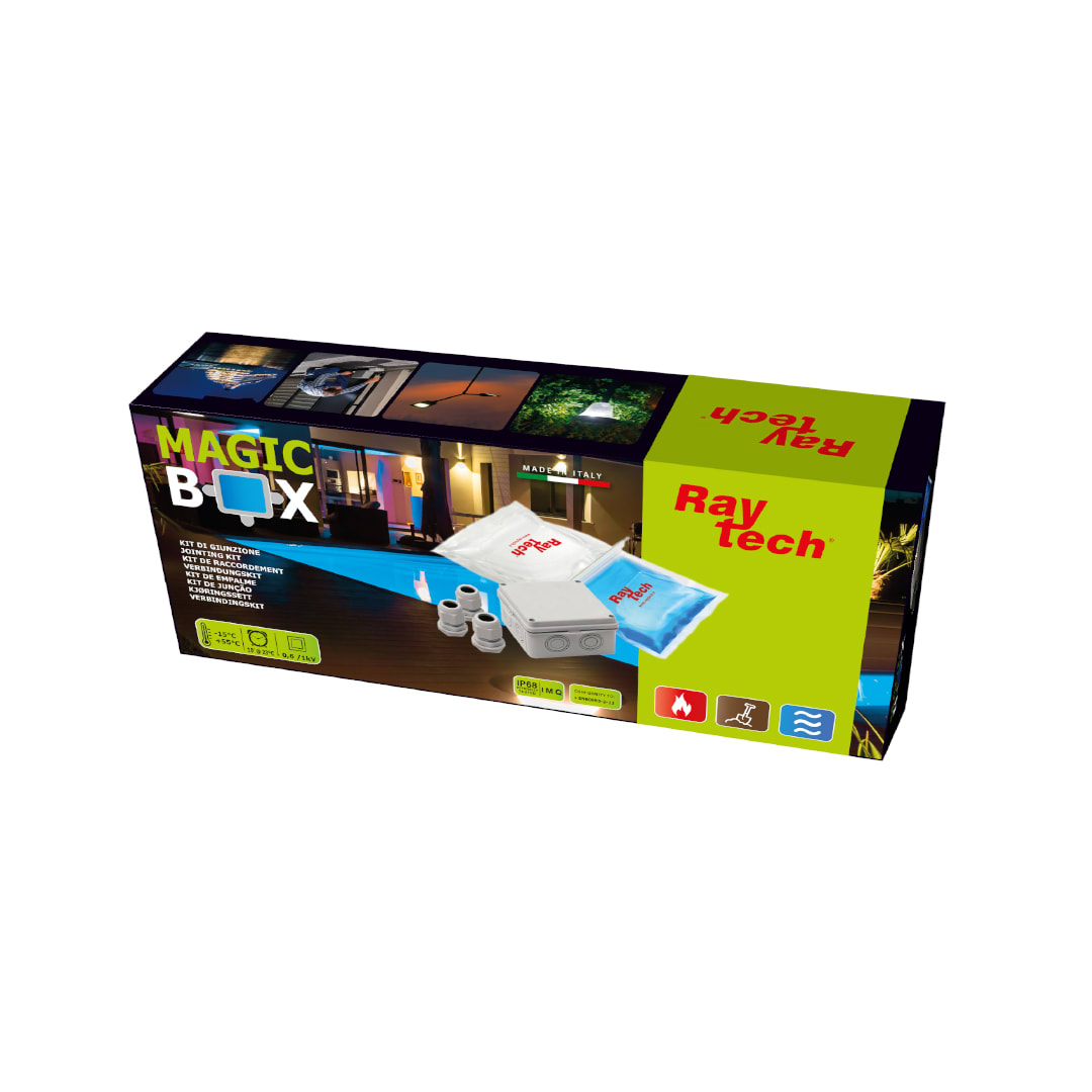RAYTECH - Magic Box 120 - KIT di giunzione IP77 con gel, cassetta e pressacavi. MAGICBOX120
