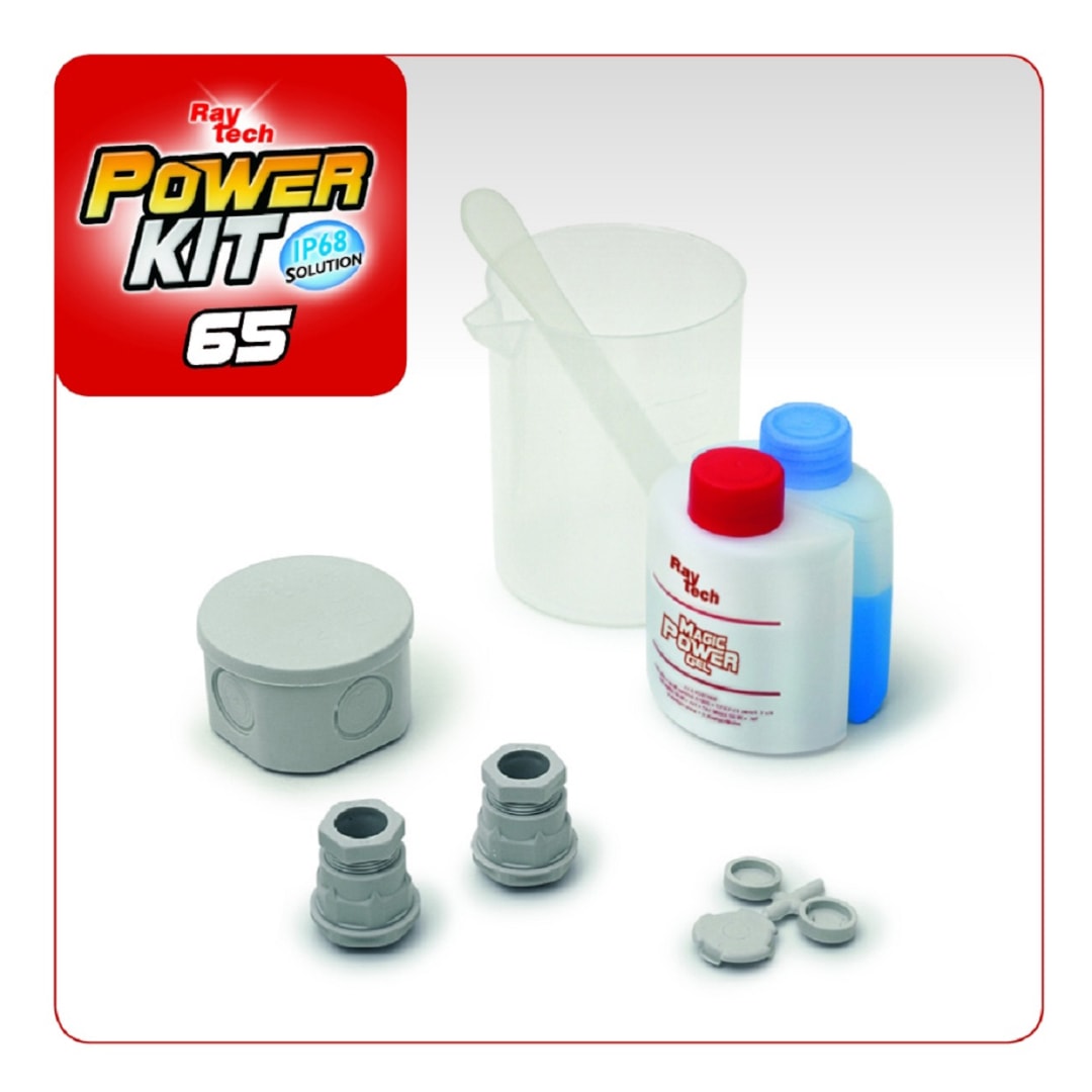 RAYTECH - Power Kit 65 - KIT di giunzione IP68 con gel, cassetta e pressacavi.