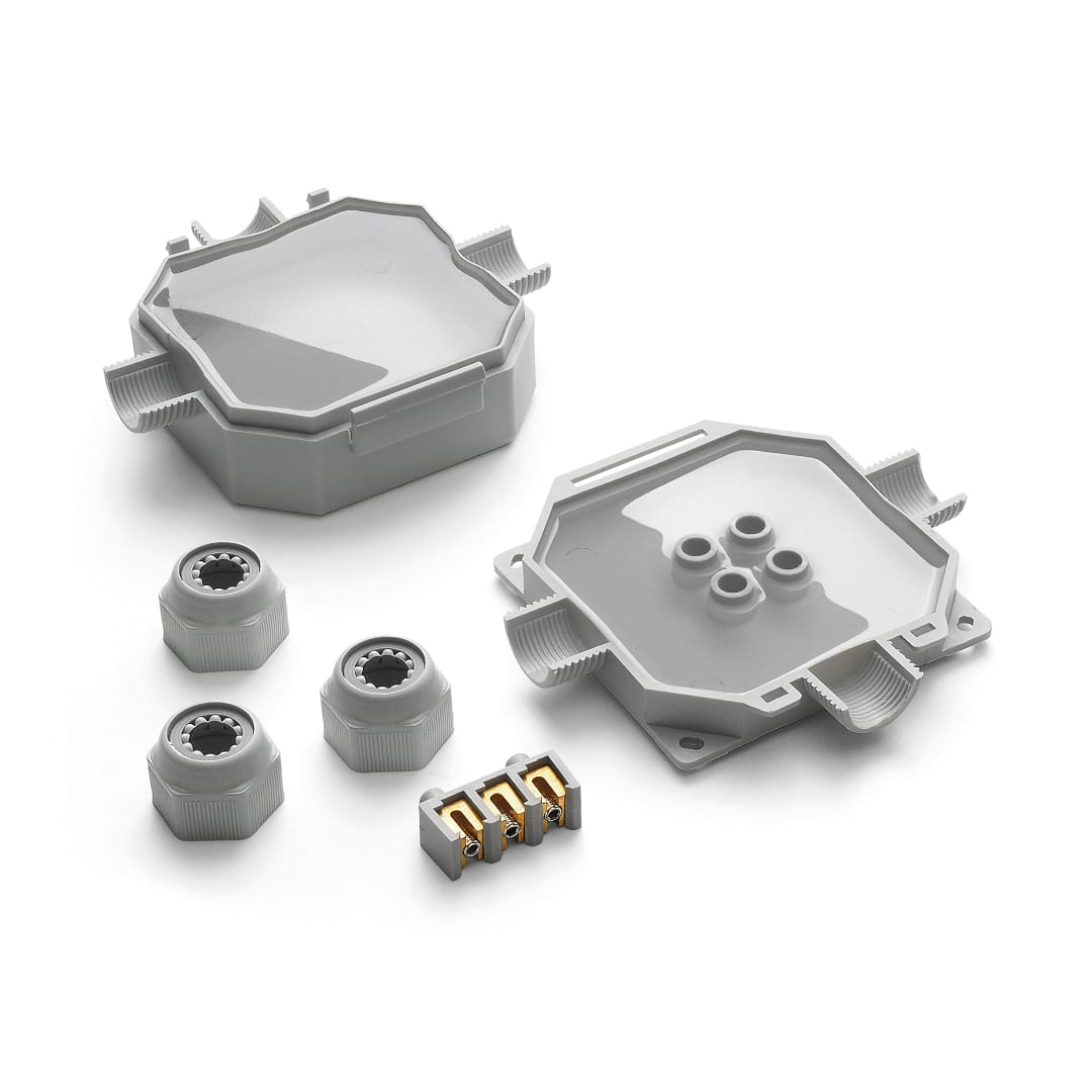 RAYTECH - READY BOX 90 IP68 NERA - Cassetta di giunzione IP68/69 a 3 vie preriempita in gel.