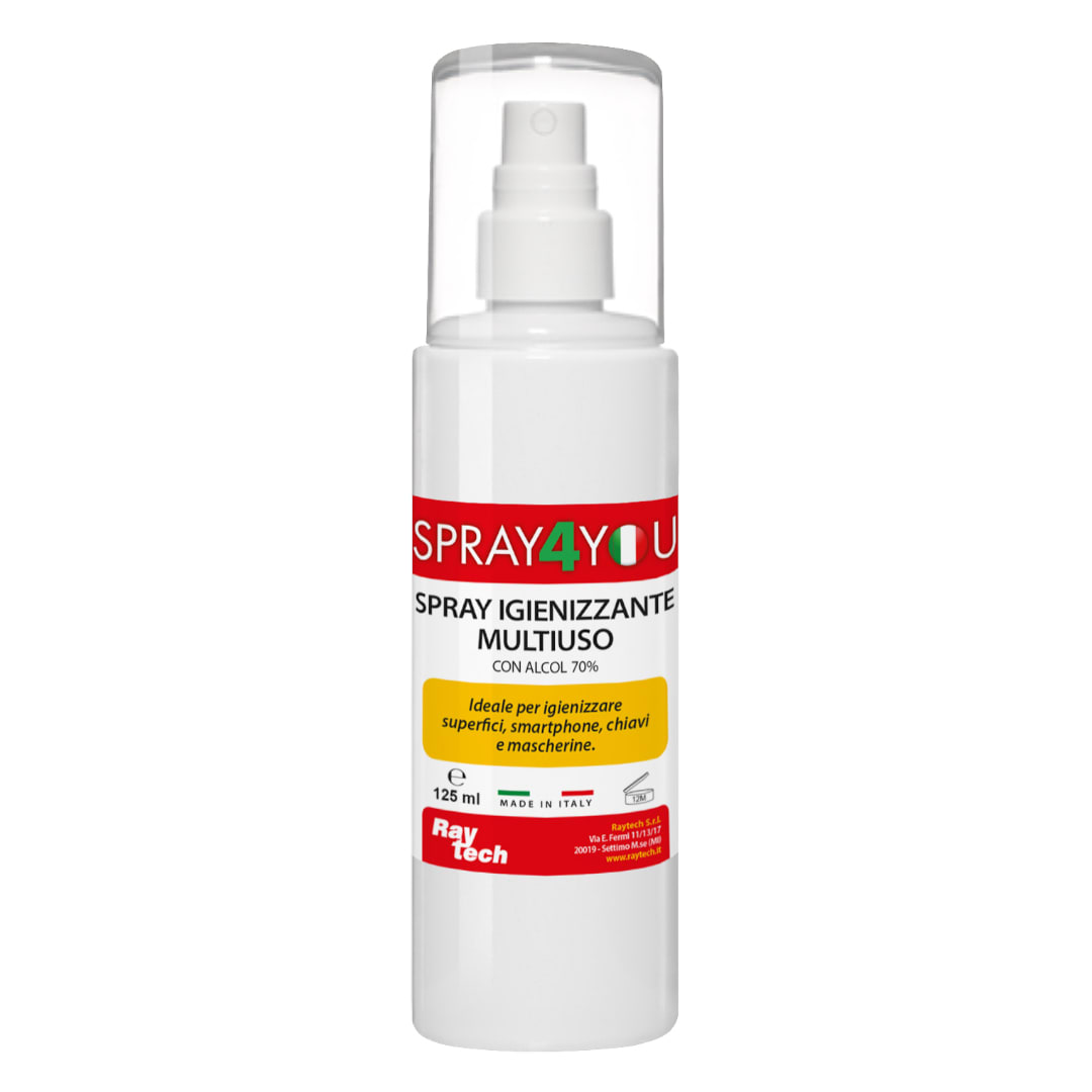 RAYTECH - SPRAY4YOU 125ML IGIENIZZANTE MULTIUSO PER SUPERFICI - Spray igienizzante multiuso in flacone da 125 ml. SPRAY4YOU-125