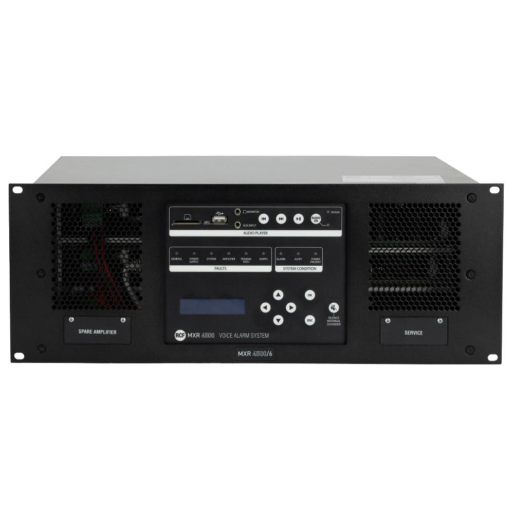 RCF - Amplificatore digitale MXR 4500-2 con 2 canali e allarme vocale EN54, potenza 500 W.