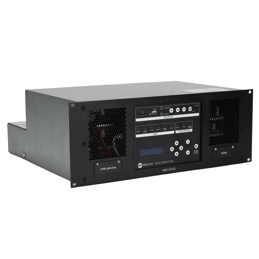 RCF - Amplificatore digitale MXR 4500-6 con 2 canali e allarme vocale EN54, potenza 500 W.