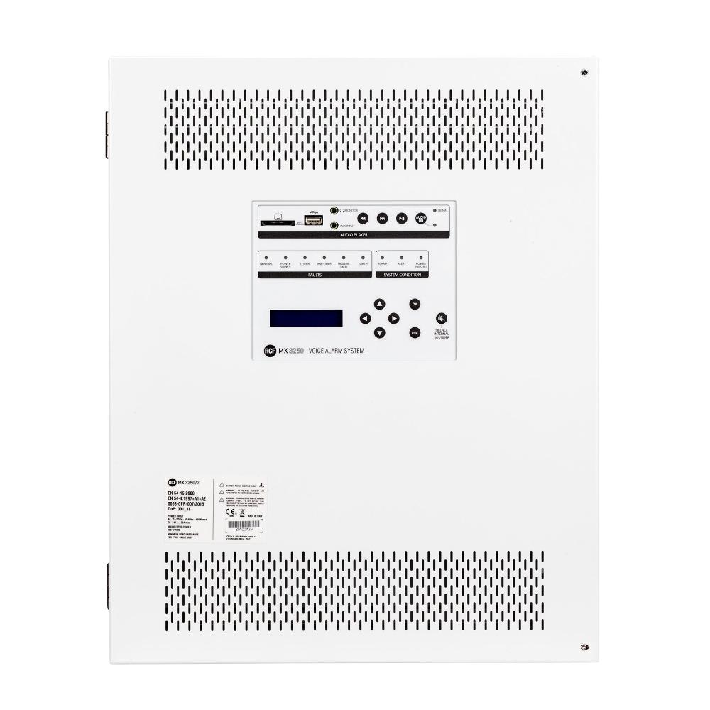 RCF - Amplificatore Digitale 6 Canali MX 3250-6 con Allarme Vocale EN54, Potenza 250W.